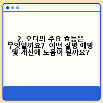 2. 오디의 주요 효능은 무엇일까요?  어떤 질병 예방 및 개선에 도움이 될까요?