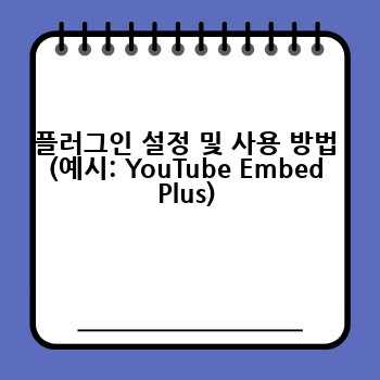 플러그인 설정 및 사용 방법 (예시: YouTube Embed Plus)