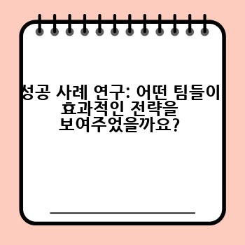 성공 사례 연구: 어떤 팀들이 효과적인 전략을 보여주었을까요?