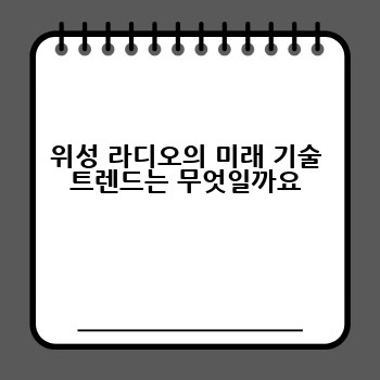 위성 라디오의 미래 기술 트렌드는 무엇일까요