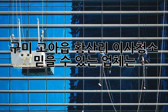 구미 고아읍 황산리 이사청소, 믿을 수 있는 업체는?