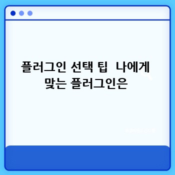 플러그인 선택 팁  나에게 맞는 플러그인은