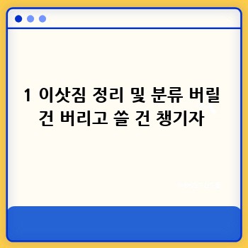 1 이삿짐 정리 및 분류 버릴 건 버리고 쓸 건 챙기자